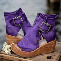 Wedge Sandals with Buckle in Boho Style