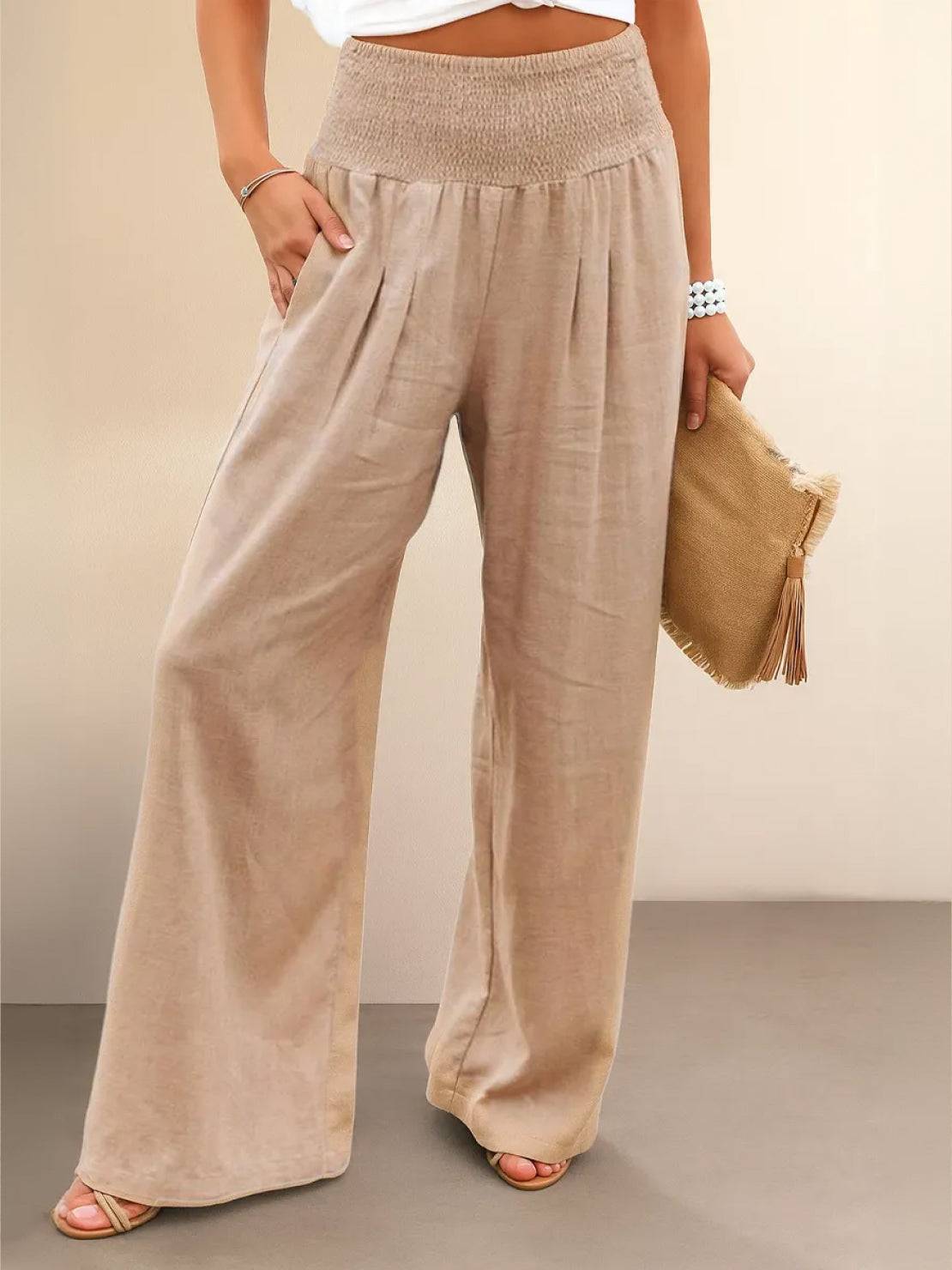 Dune | Women's High Waist Wide Leg Pants Smocked Waistband 0