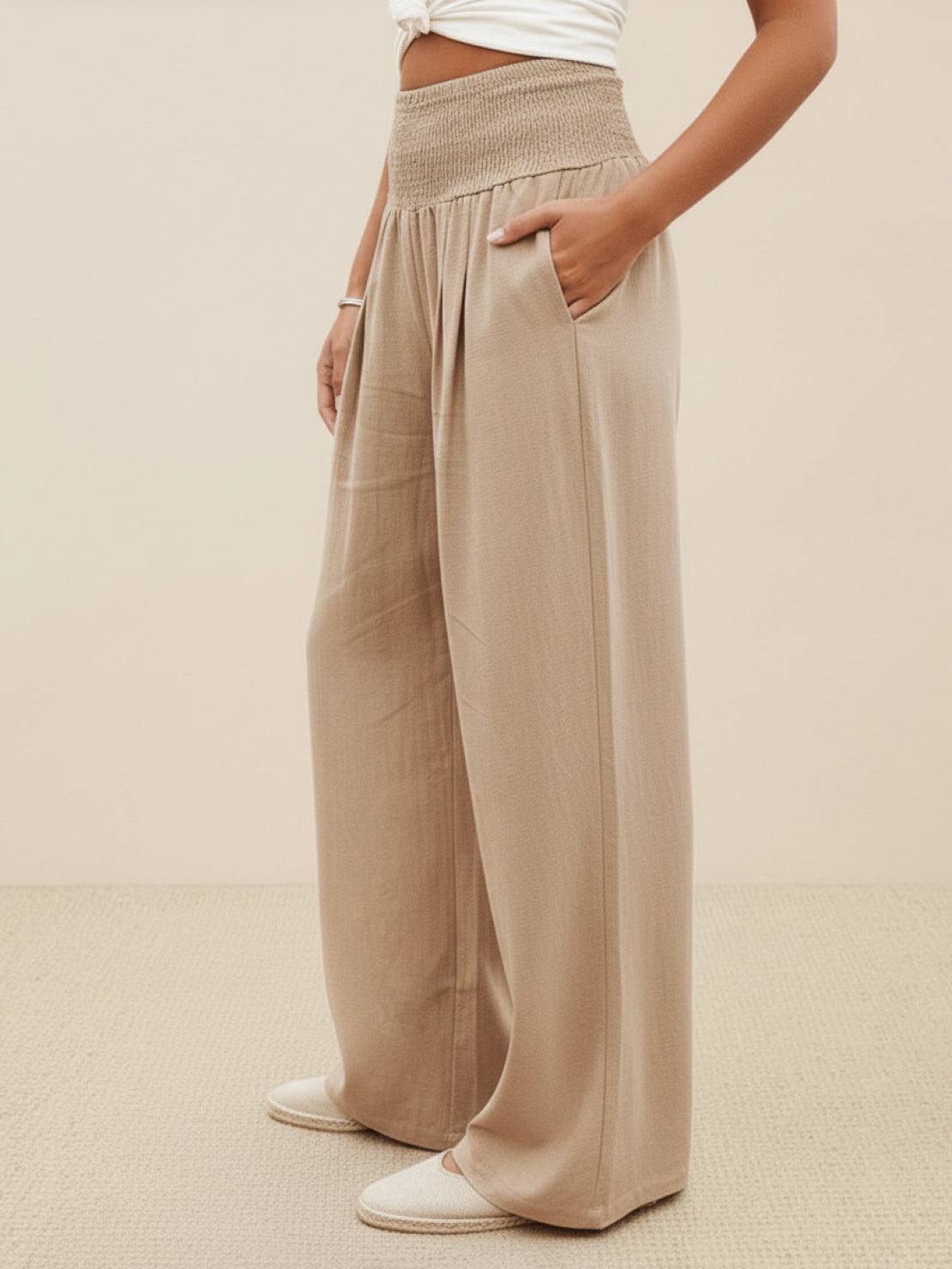 Dune | Women's High Waist Wide Leg Pants Smocked Waistband 1