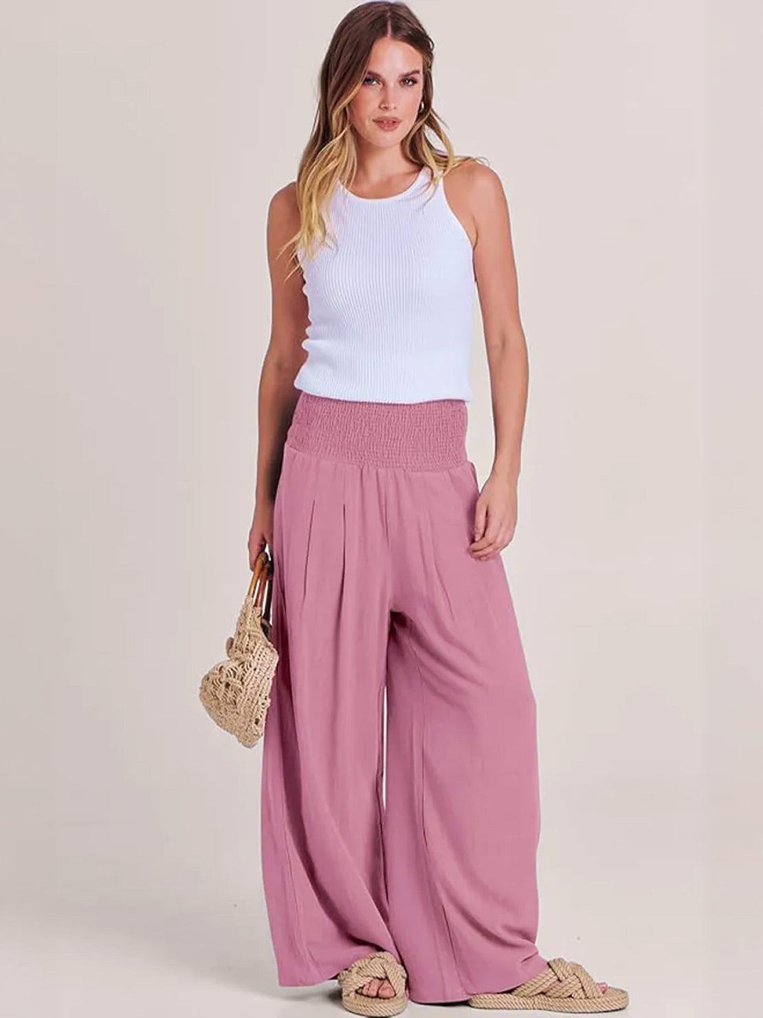 Dune | Women's High Waist Wide Leg Pants Smocked Waistband 8