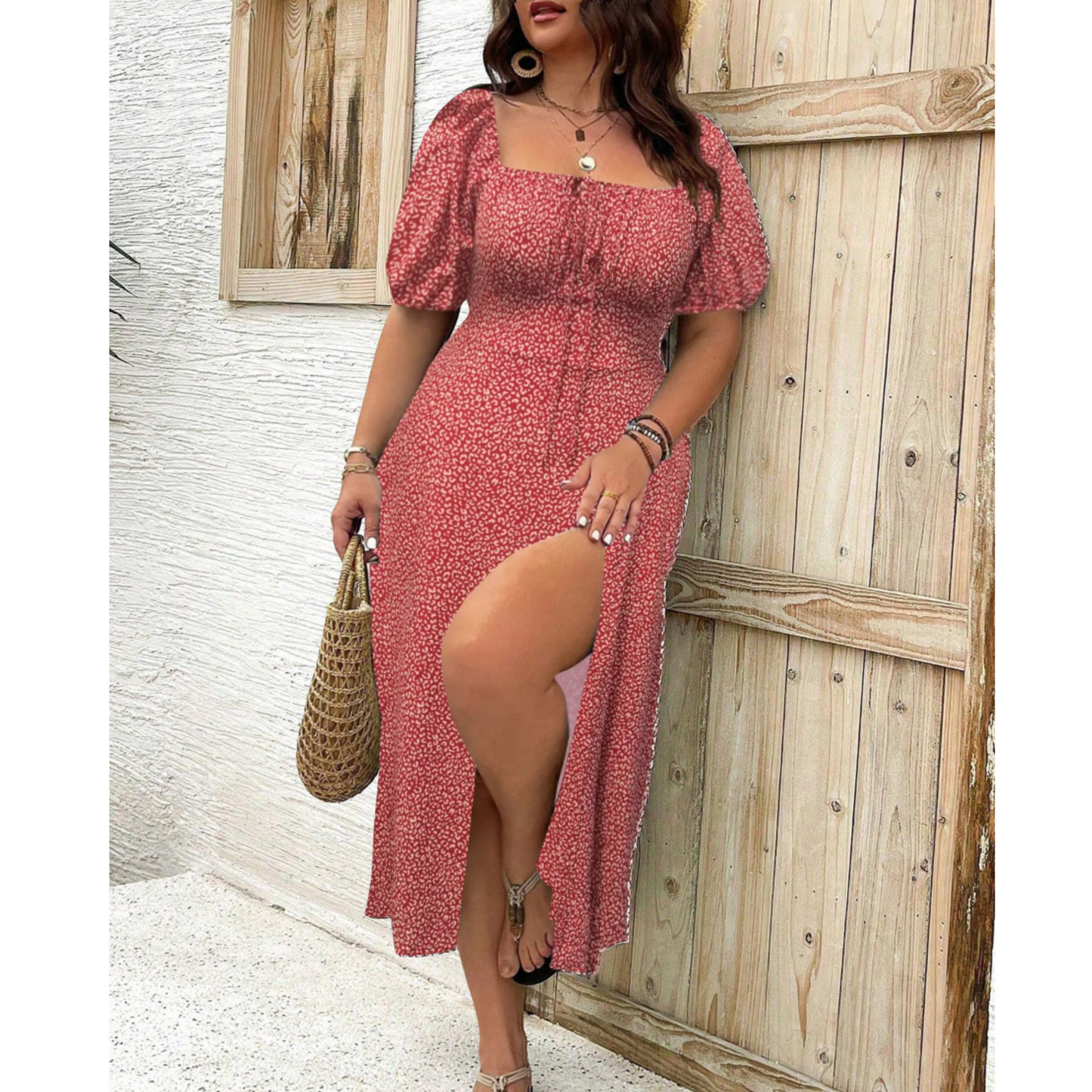 Eleanor™ | Classy Plus Size Puff Sleeve Maxi Dress 7
