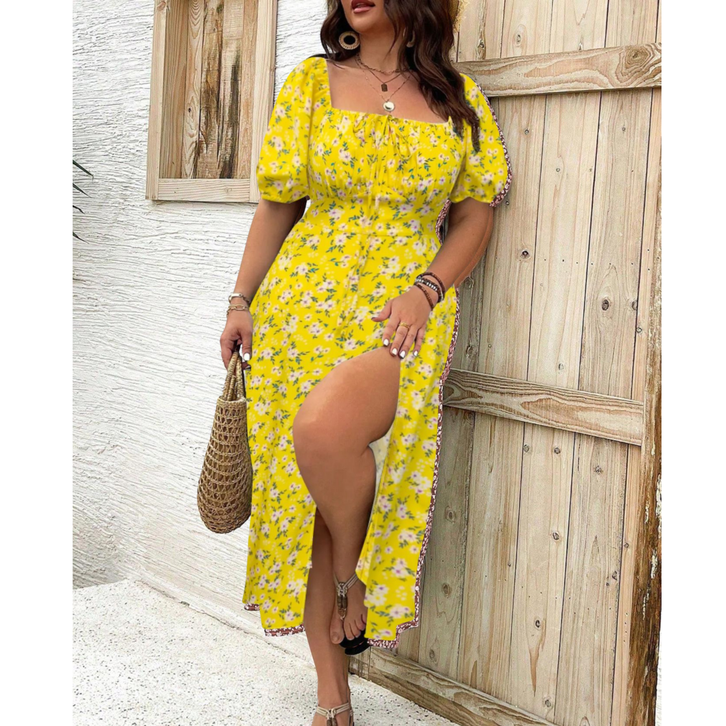 Eleanor™ | Classy Plus Size Puff Sleeve Maxi Dress 8
