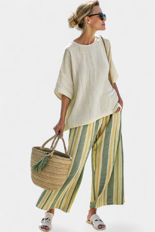 Ella | Chic Striped Linen Pants for Women 0