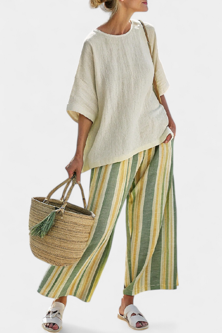 Ella | Chic Striped Linen Pants for Women 1