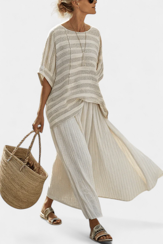 Ella | Stylish Striped Bamboo and Linen Womens Outfit 0
