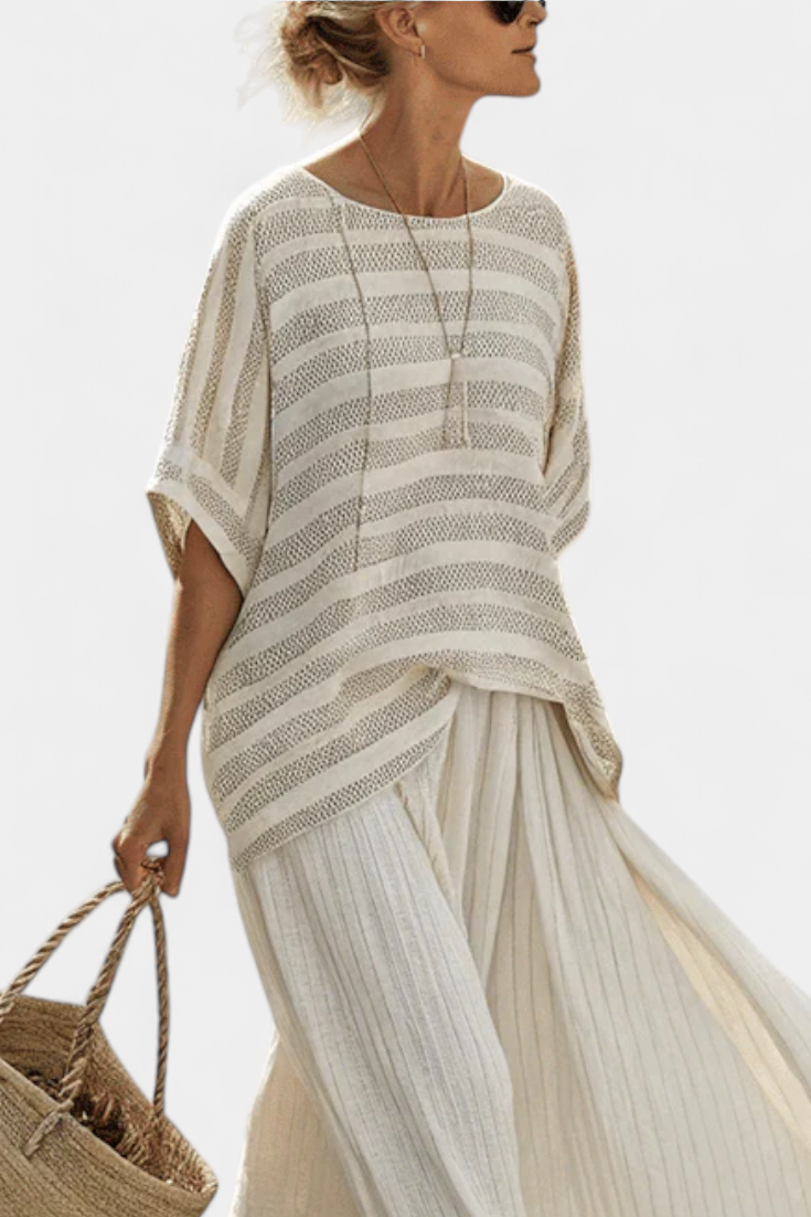 Ella | Stylish Striped Bamboo and Linen Womens Outfit 1