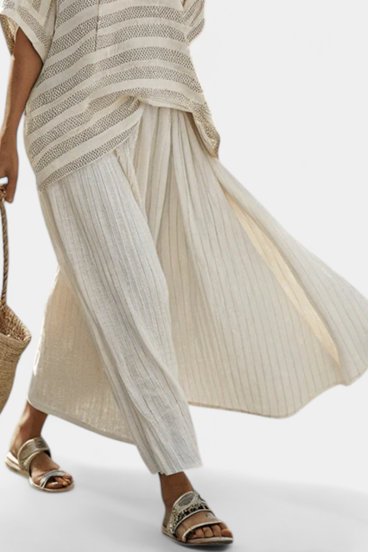 Ella | Stylish Striped Bamboo and Linen Womens Outfit 2