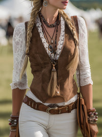 Women's Western Lace Long Sleeve Blouse