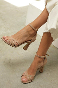 Patchwork Peep Toe Heels