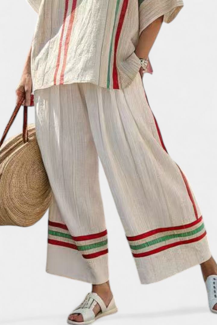 Emma | Stylish Striped Boho Blouse and Wide Pants Set 3