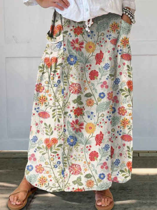 Women's Floral Print A-Line Skirt | Lightweight Relaxed Fit Summer Dress Skirt 1
