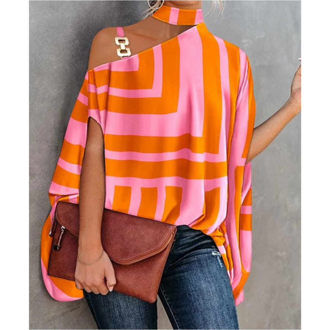 Women's Off Shoulder Striped Tunic