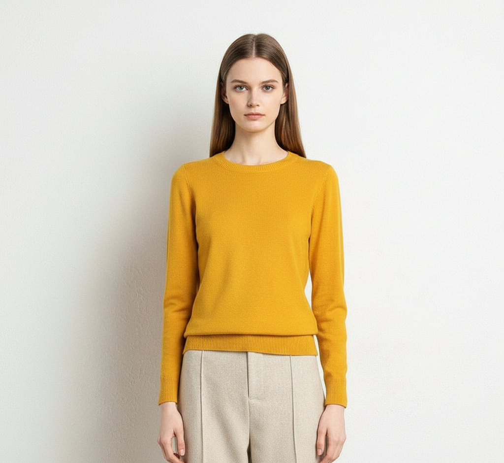 Women's Cashmere Slim Fit Long Sleeve Sweater – Elegant