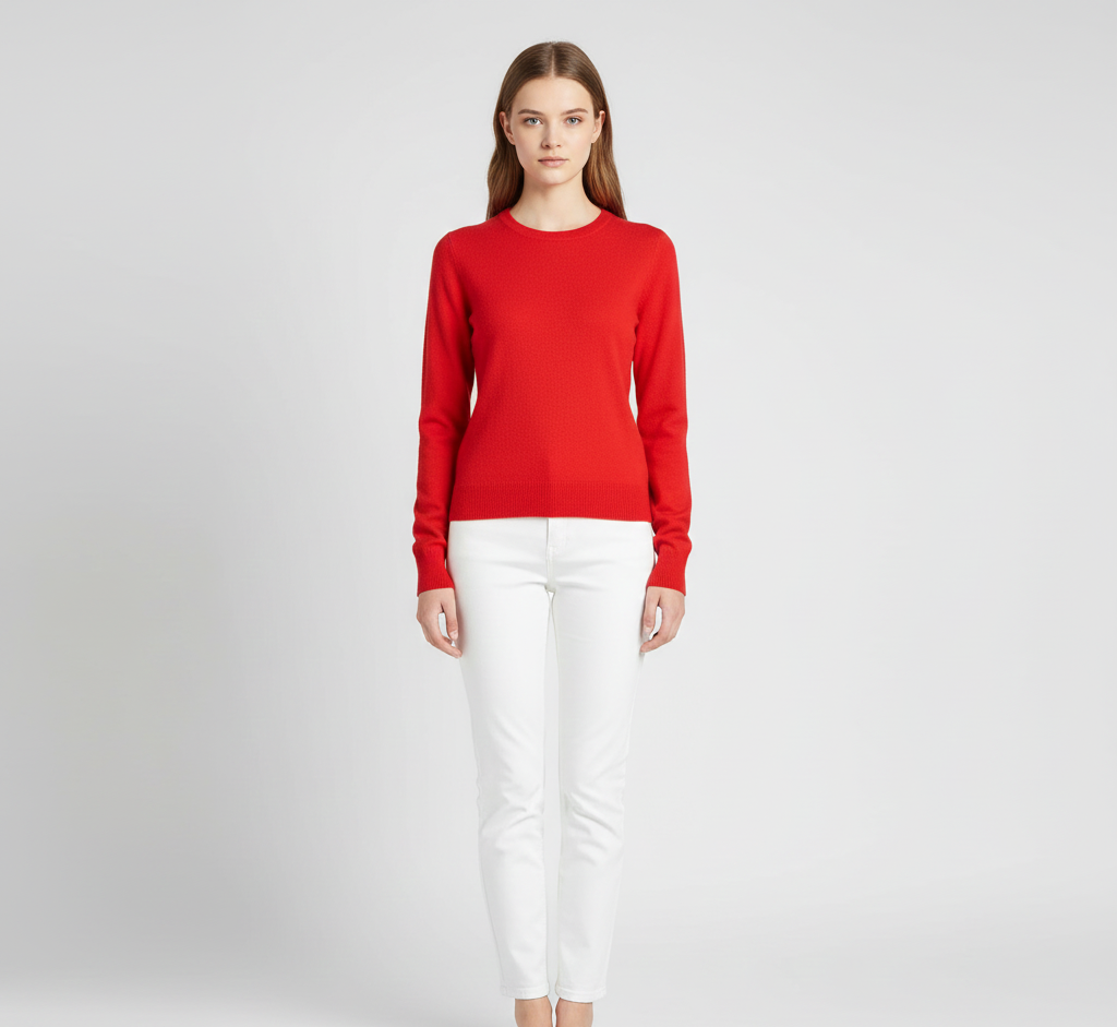Women's Cashmere Slim Fit Long Sleeve Sweater – Elegant