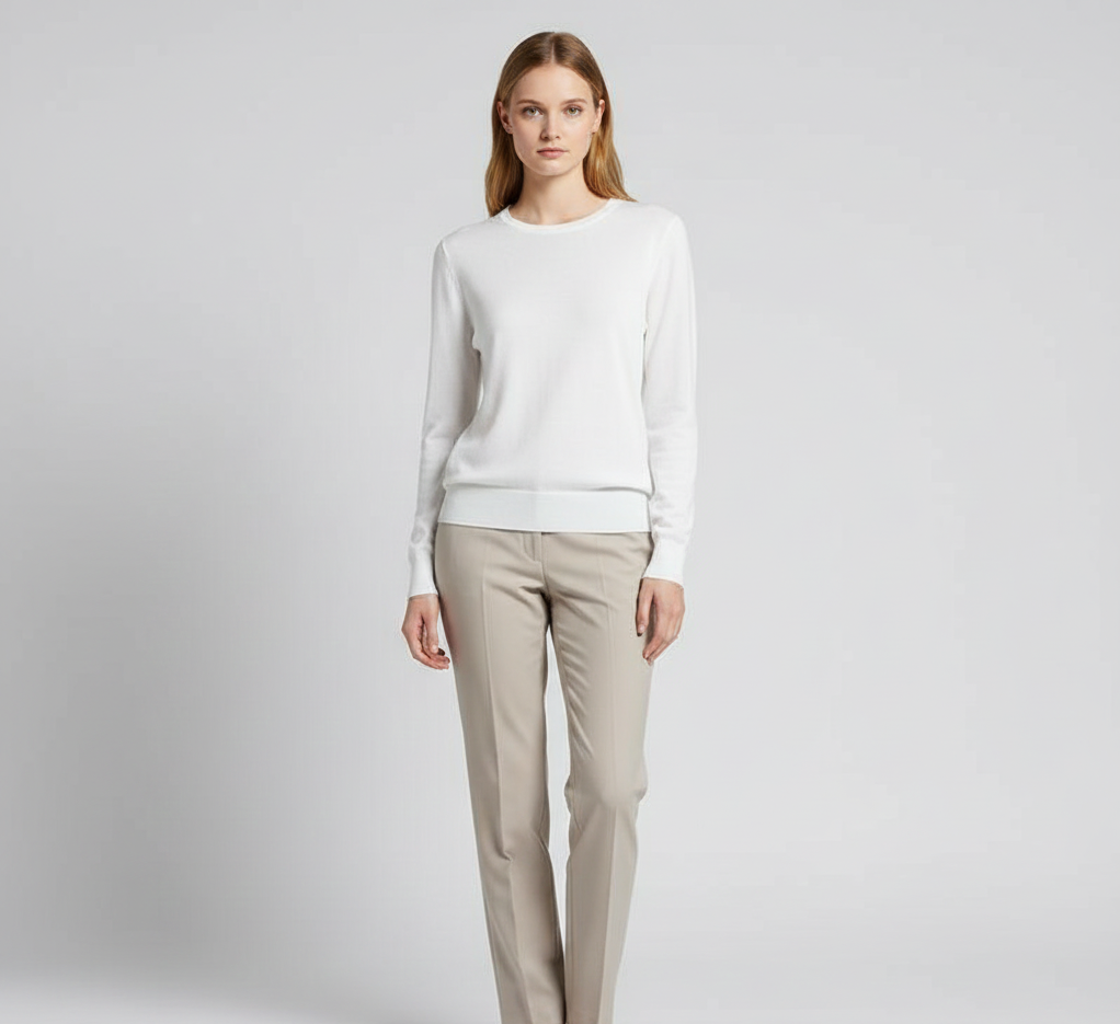 Women's Cashmere Slim Fit Long Sleeve Sweater – Elegant