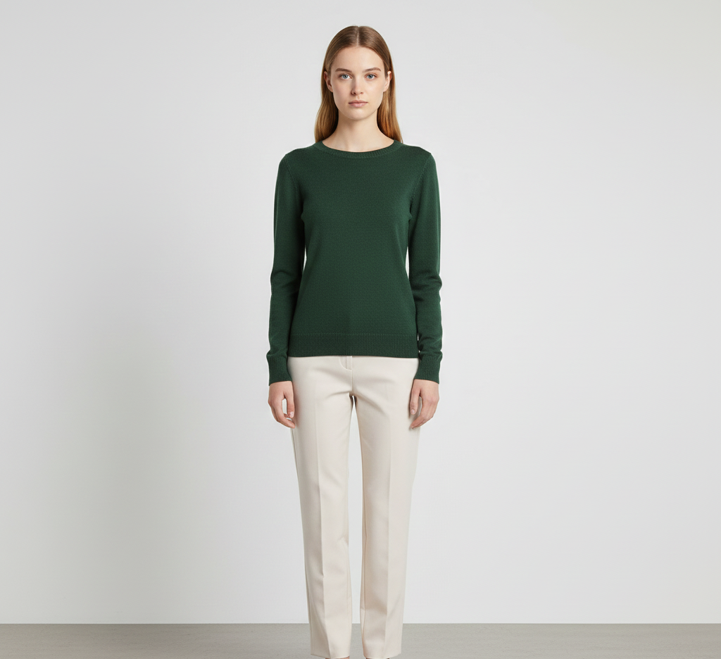 Women's Cashmere Slim Fit Long Sleeve Sweater – Elegant