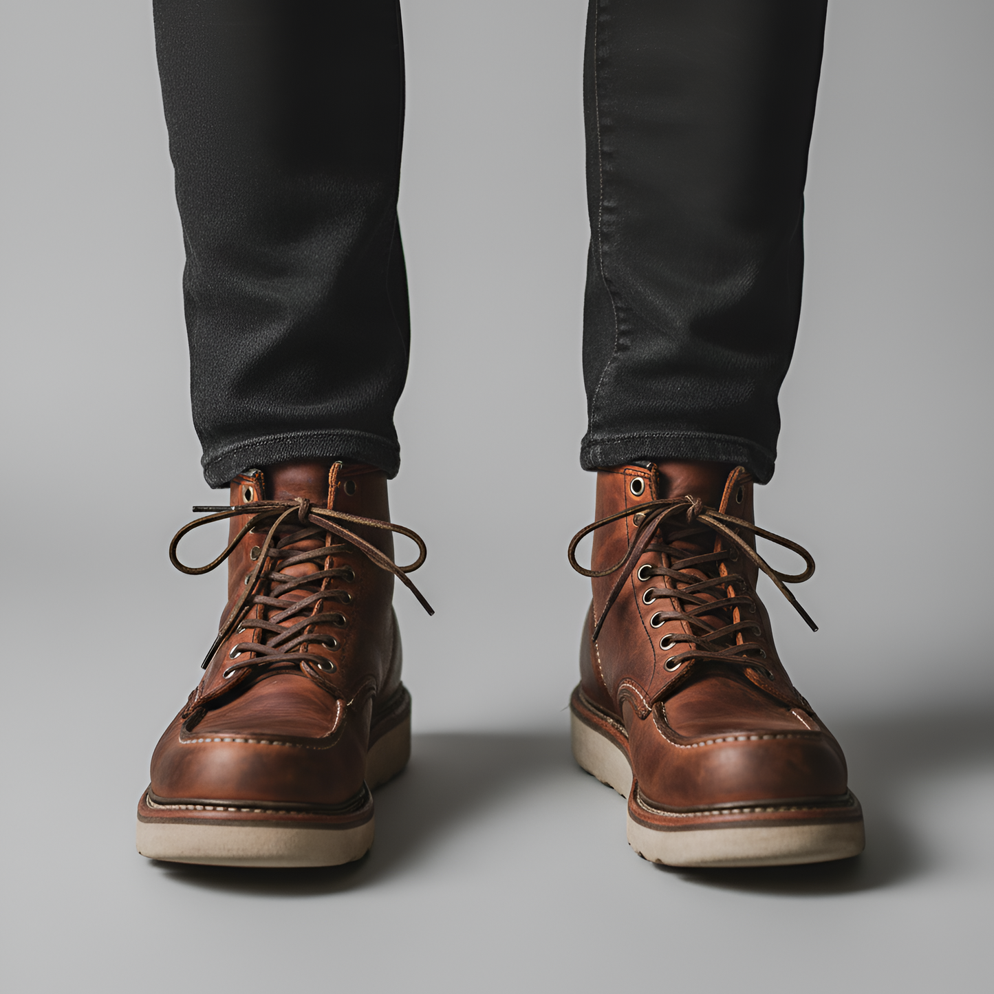 Men's Handmade Leather Boots with Round Toe