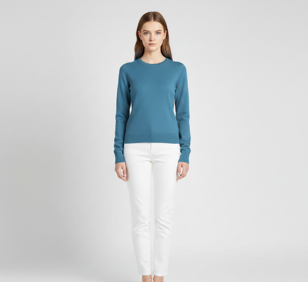 Women's Cashmere Slim Fit Long Sleeve Sweater – Elegant
