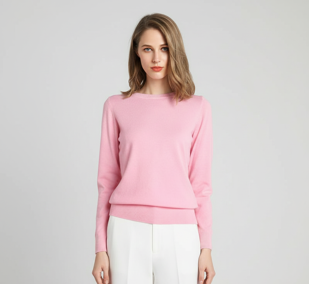 Women's Cashmere Slim Fit Long Sleeve Sweater – Elegant