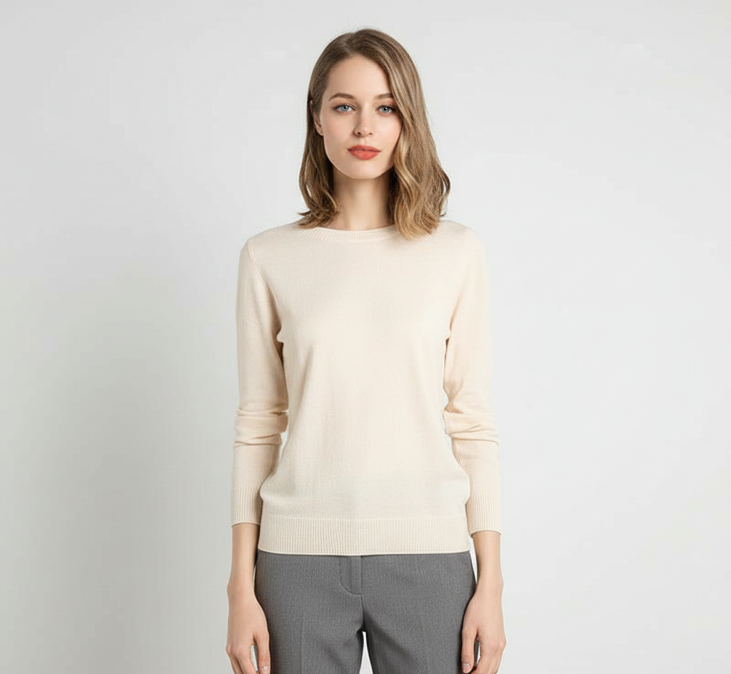 Women's Cashmere Slim Fit Long Sleeve Sweater – Elegant