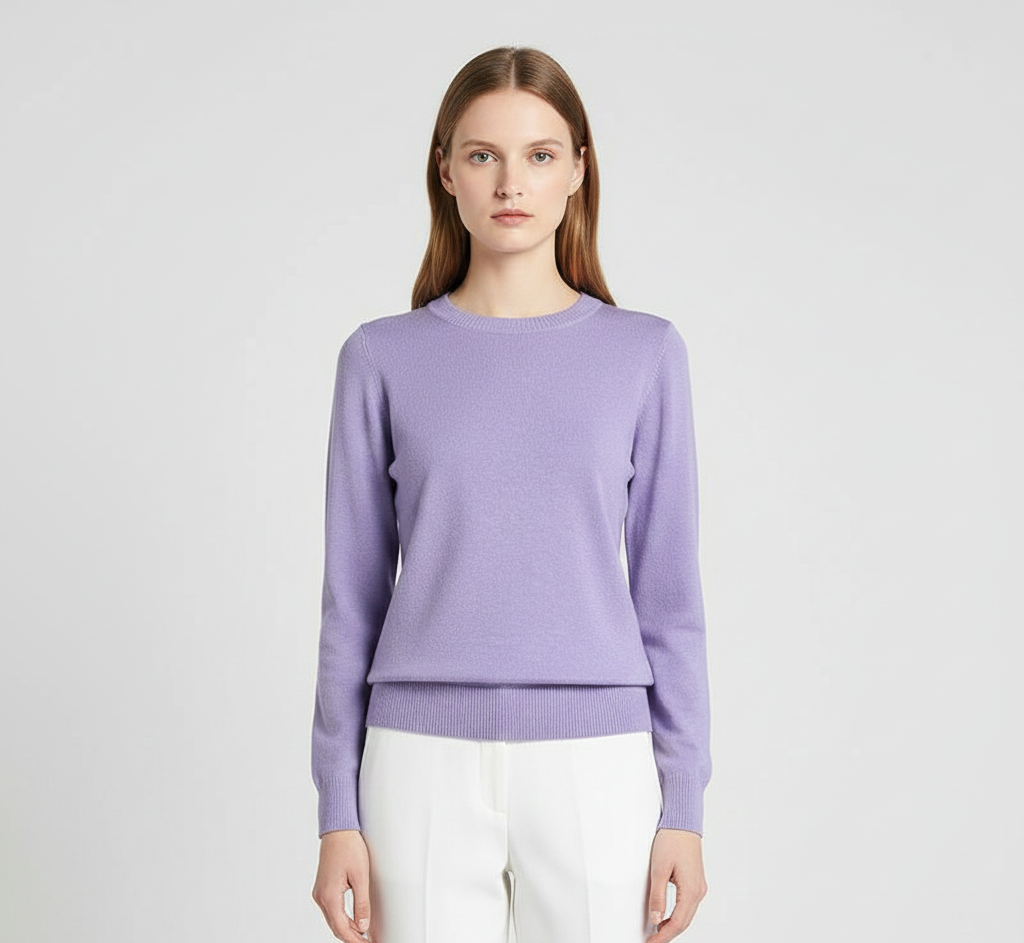 Women's Cashmere Slim Fit Long Sleeve Sweater – Elegant