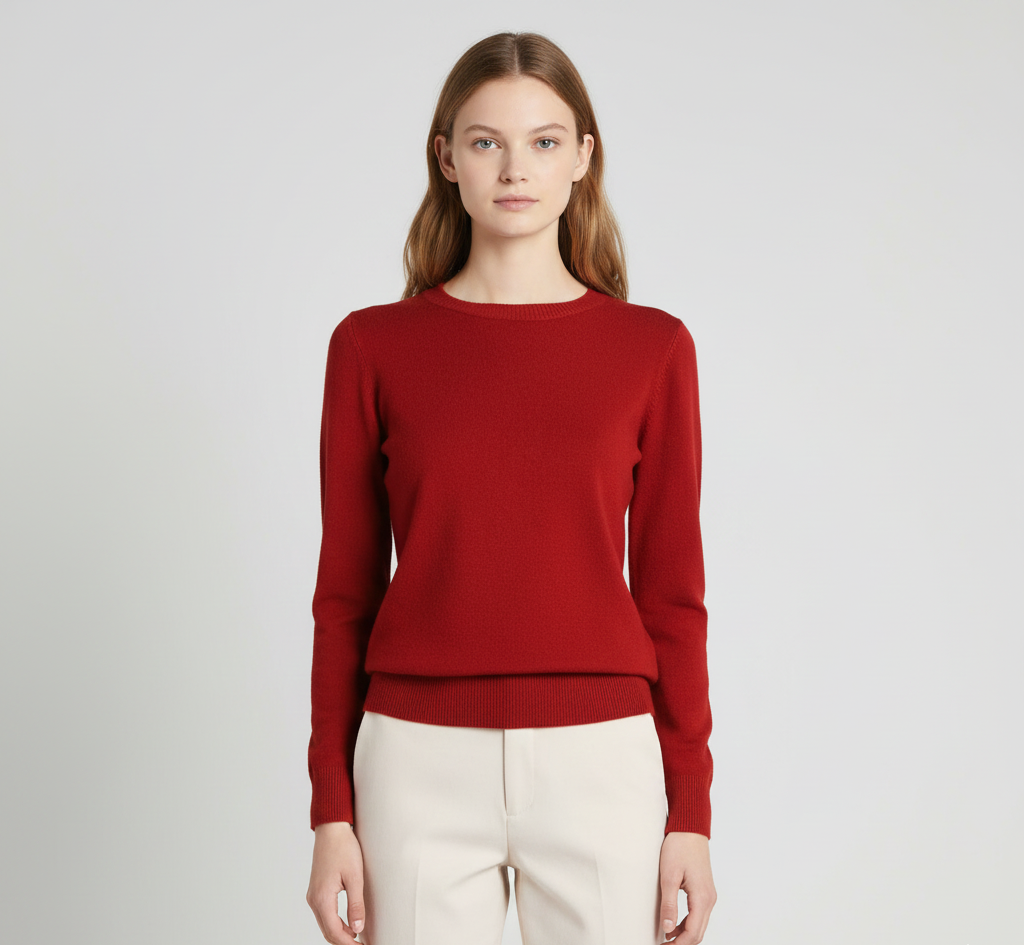 Women's Cashmere Slim Fit Long Sleeve Sweater – Elegant