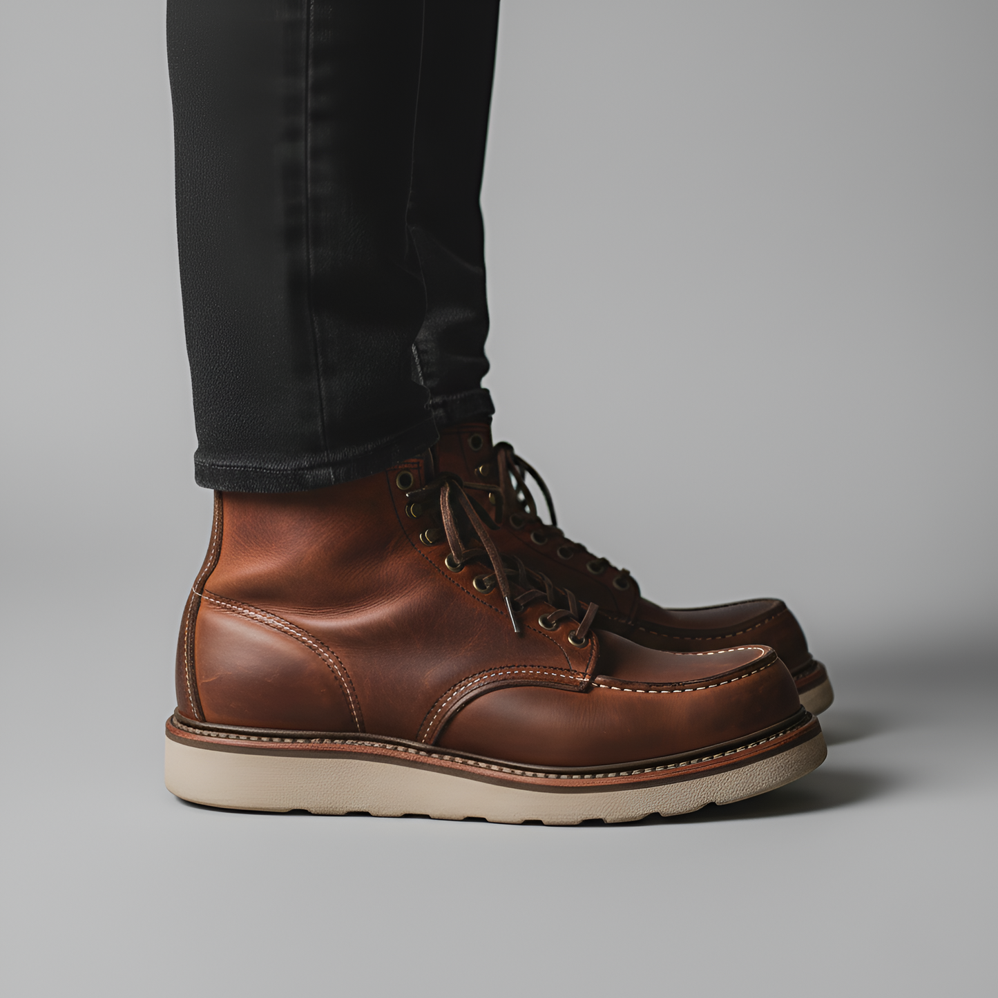 Men's Handmade Leather Boots with Round Toe