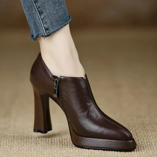 Giselle | Women's High Heel Pumps Platform Block Heel Side Zipper 0