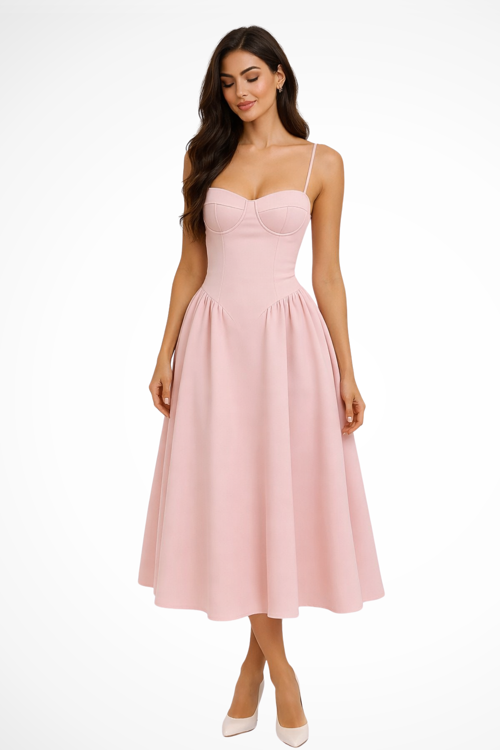 Elegant Midi A-Line Satin Dress for Women