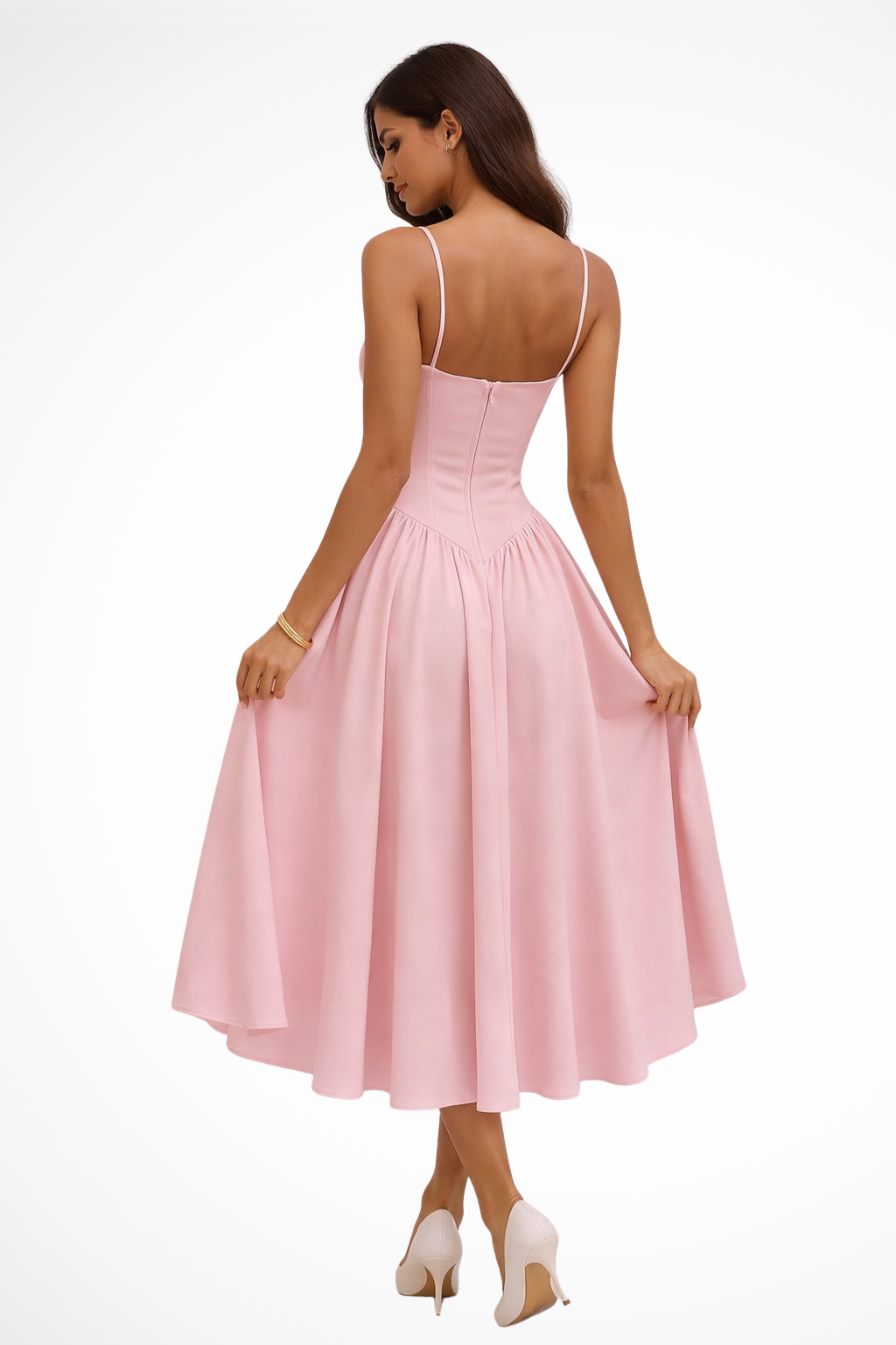 Elegant Midi A-Line Satin Dress for Women