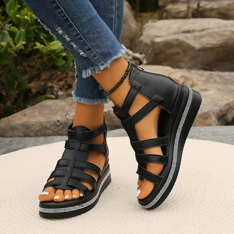 Hannah™ | Comfort Sandals with Rhinestone Decoration 0