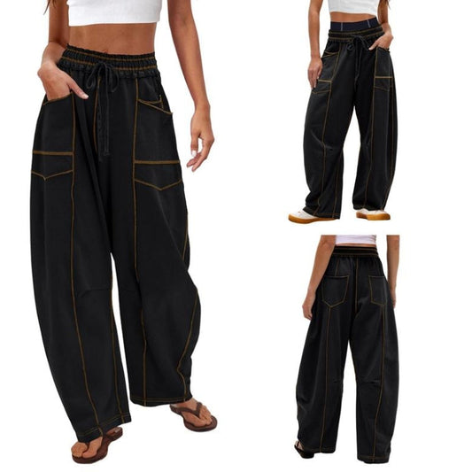 Harlow | Women's Wide Leg Cargo Pants High Waist Drawstring 0