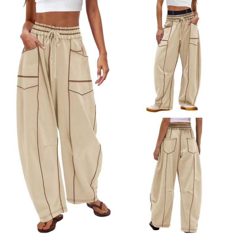 Harlow | Women's Wide Leg Cargo Pants High Waist Drawstring 1