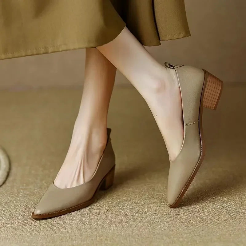 Harriet | Women's Block Heel Pumps Pointed Toe Slip On Work Shoes 0