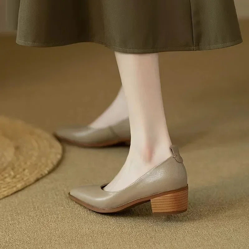 Harriet | Women's Block Heel Pumps Pointed Toe Slip On Work Shoes 3