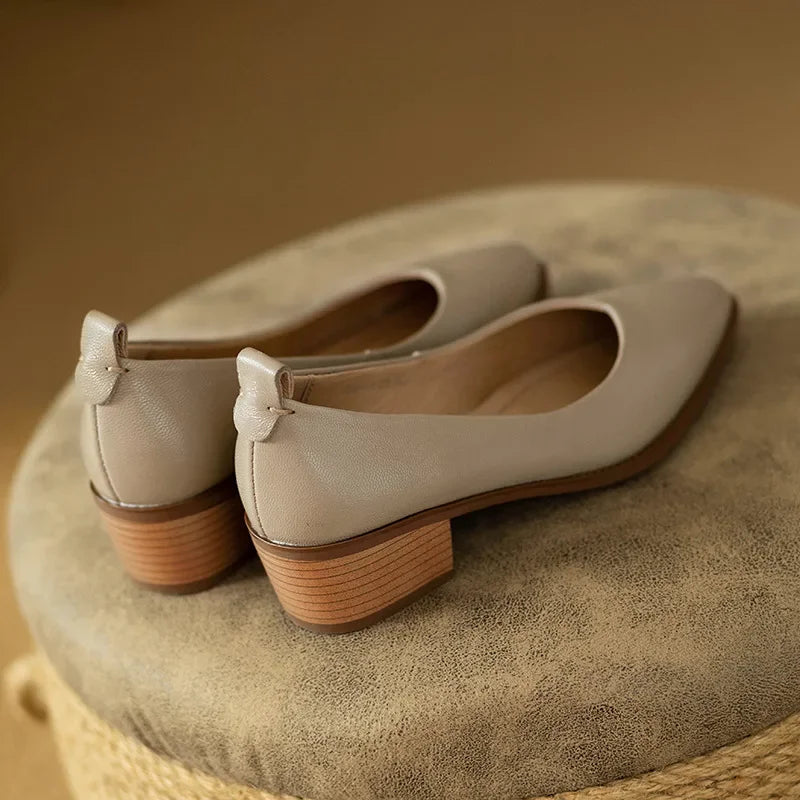 Harriet | Women's Block Heel Pumps Pointed Toe Slip On Work Shoes 4