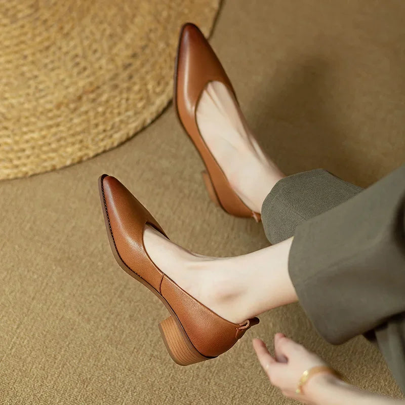 Harriet | Women's Block Heel Pumps Pointed Toe Slip On Work Shoes 6