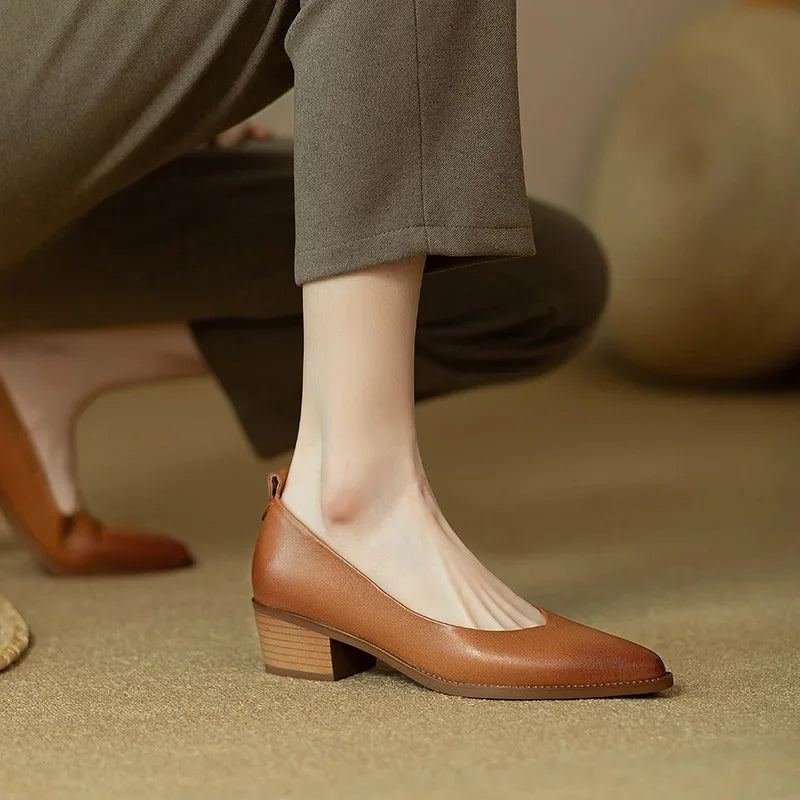 Harriet | Women's Block Heel Pumps Pointed Toe Slip On Work Shoes 7