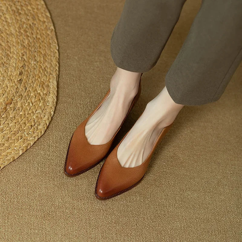 Harriet | Women's Block Heel Pumps Pointed Toe Slip On Work Shoes 8