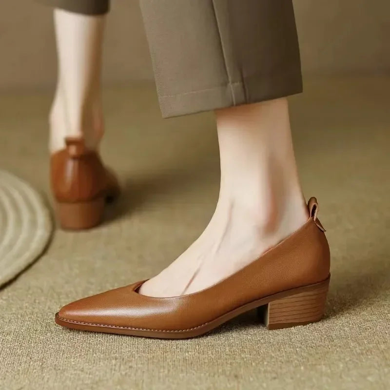 Harriet | Women's Block Heel Pumps Pointed Toe Slip On Work Shoes 9