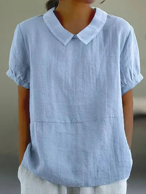 Women's Peter Pan Collar Short Sleeve Casual Top