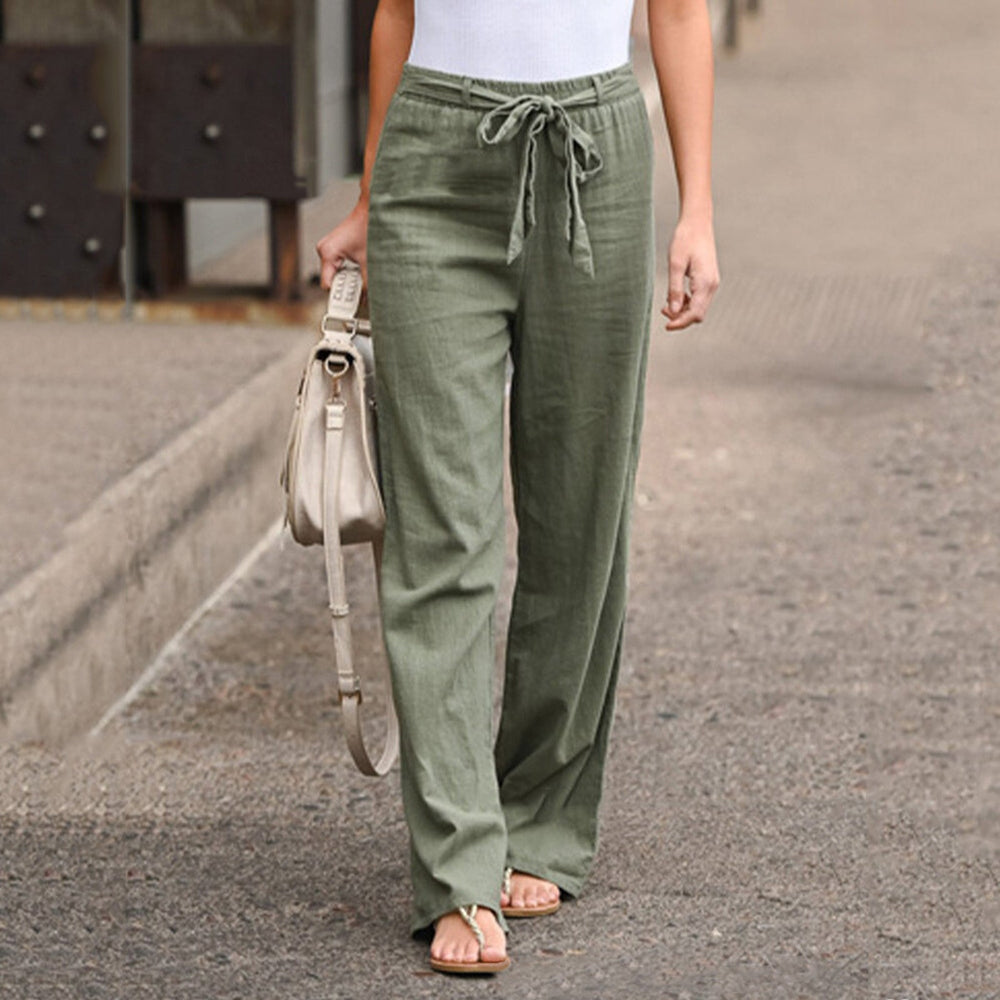 Jane | Women's Wide Leg Pants Drawstring High Waist Casual 1