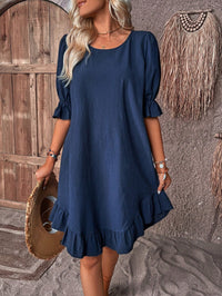 Women's Breathable Fabric Summer Dress | Flattering Tummy Coverage with Ruffles