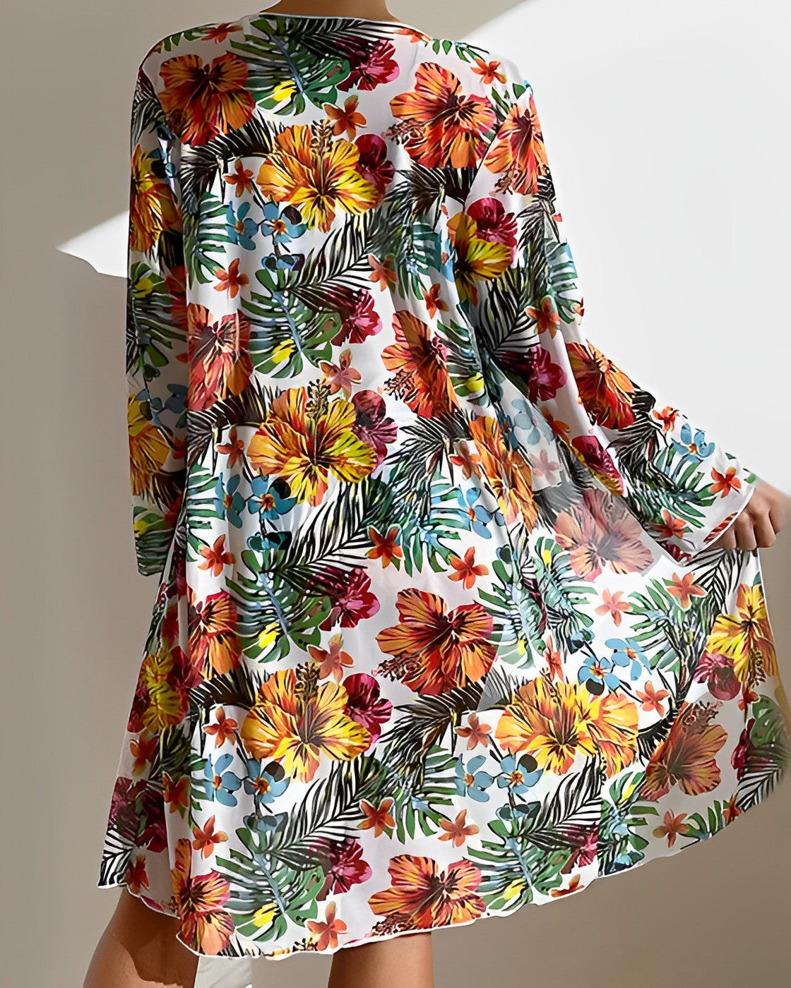 Tropical Print Bikini Set with Cover-Up