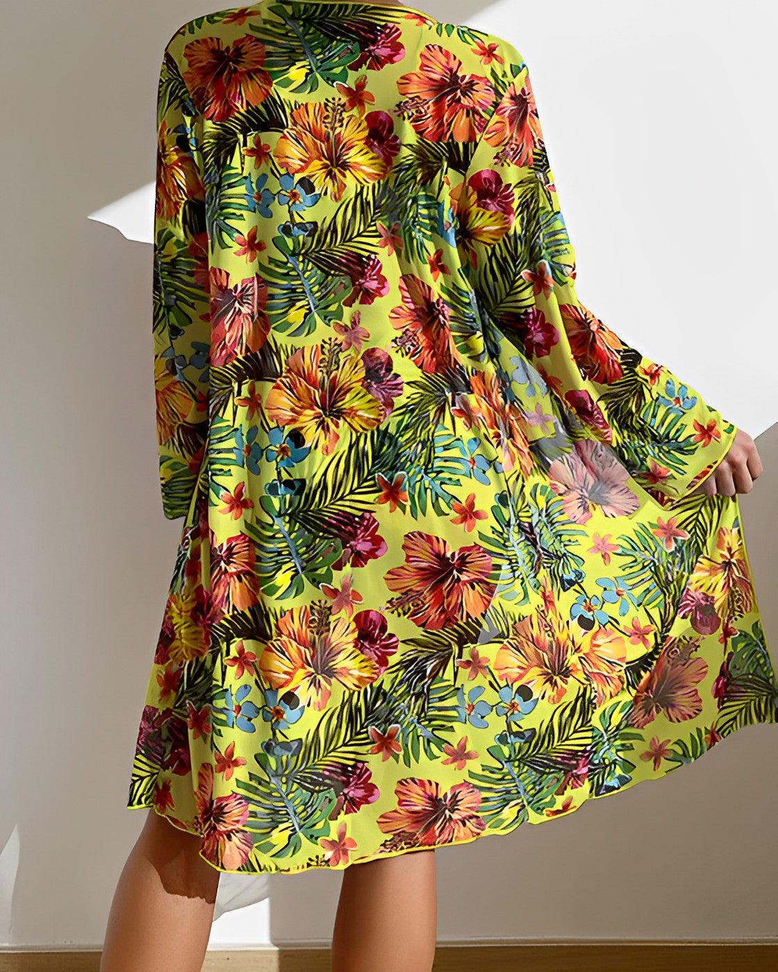 Tropical Print Bikini Set with Cover-Up