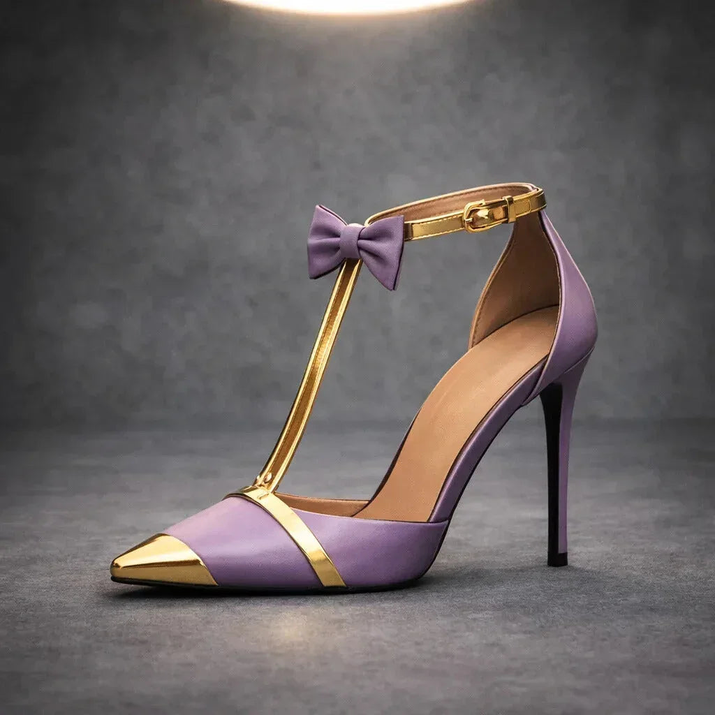 Katarina | Women's Bow Tie Ankle Strap Stiletto Heels 8