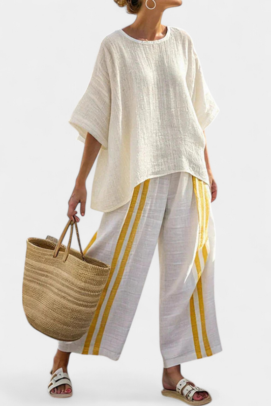 Lila | Breezy Striped Loungewear Two Piece Set 0