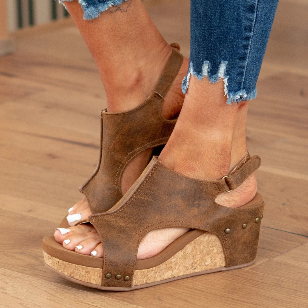 Linda™ | Suede Wedge Sandals 9