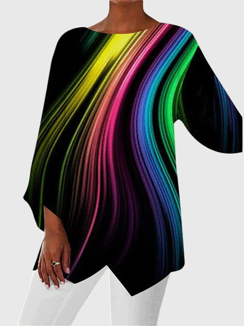 Women's Butterfly Print Asymmetric Hem Top