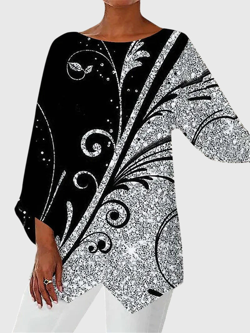 Women's Butterfly Print Asymmetric Hem Top